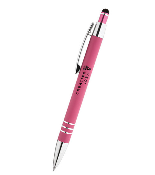 Celena Soft-Touch Kugelschreiber aus Metall mit Stylus & einfarbigem Aufdruck