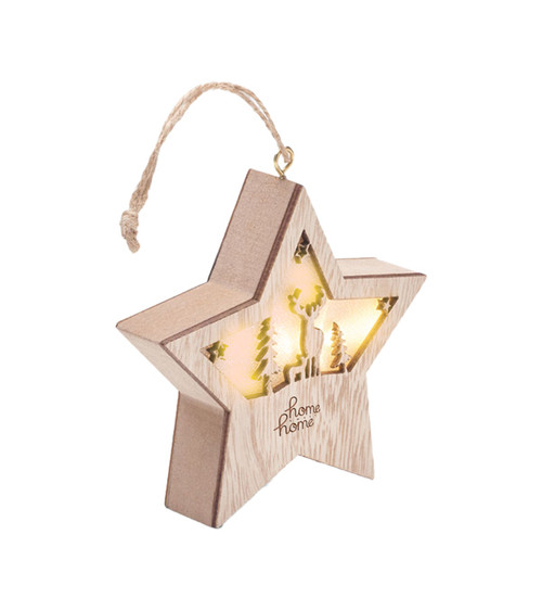 Holzstern mit Licht
