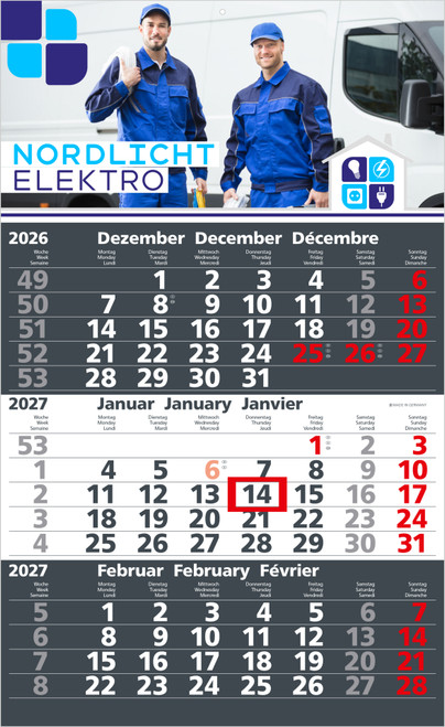 3-Monatskalender Solid 3 Bestseller (Einblatt)