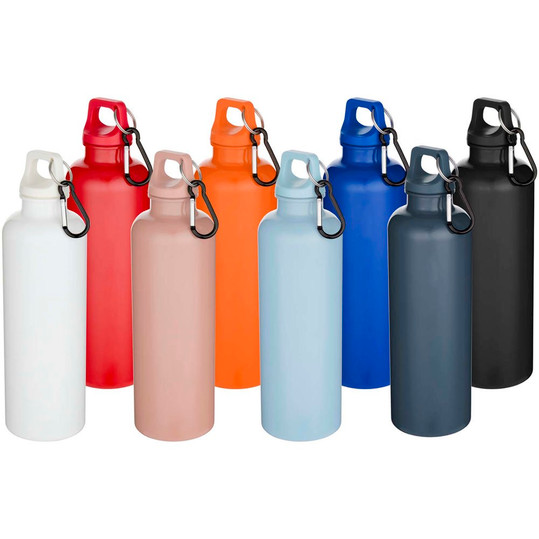 Bouteille d'eau Oregon 750 ml en plastique recyclé certifié RCS, couleur unie, avec mousqueton