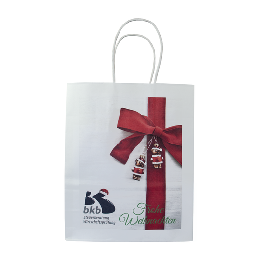 Paper Carrier Bags, Twisted Handle, White S (B5) 18 x 8 x 22 cm, 2-sided