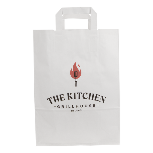 Sacs de transport en papier à poignée plate pliée blanc XL (A3) 32 x 17 x 44 cm