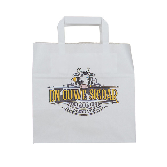 Sacs à collation poignée pliée blanc XL (A3) 32 x 18 x 28 cm 2 faces