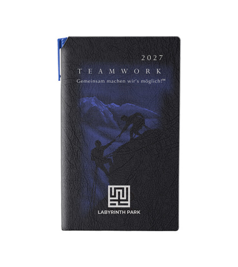 Taschenkalender Teamwork Peak Blau Mountains mit Kugelschreiber & Haftnotizen