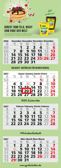 4-Monatskalender Quadro Light 4 Bestseller (Mehrblock)