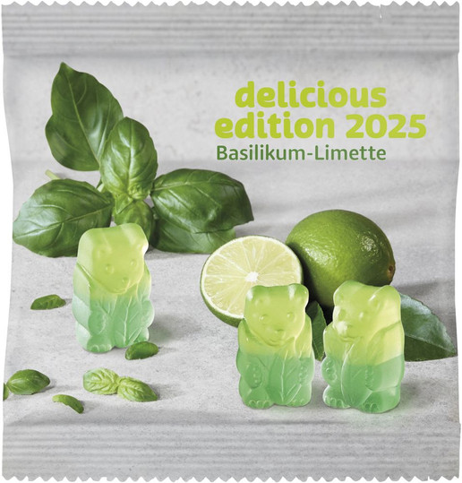 Vegane Basilikum-Limetten Bärchen im konventionellen Tütchen Vegane Basilikum-Limetten Bärchen im konventionellen Tütchen