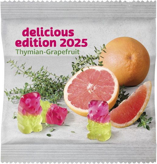 Vegane Thymian-Grapefruit Bärchen im konventionellen Tütchen