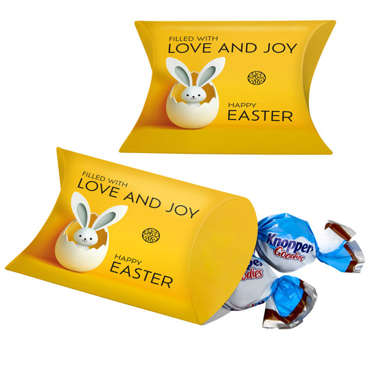 Promo-Kissenverpackung mit Knoppers Goodies Promo-Kissenverpackung mit Knoppers Goodies