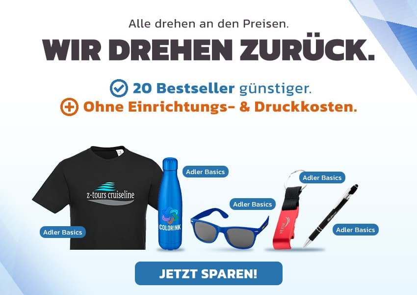 ADLER Basics ist unsere Produktreihe für günstige Werbeartikel in Deutschland 