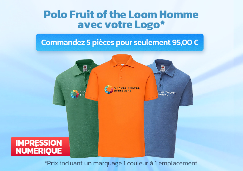Polo Fruit of the Loom pour homme 180 g/m² - impression numérique