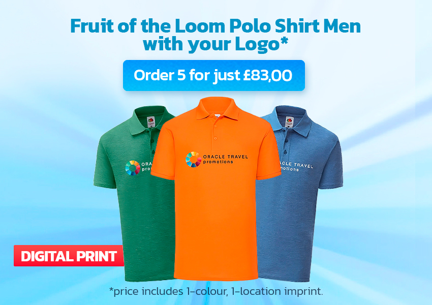Fruit of the Loom Polo Shirt for Men 180 g/m² - Digital Print