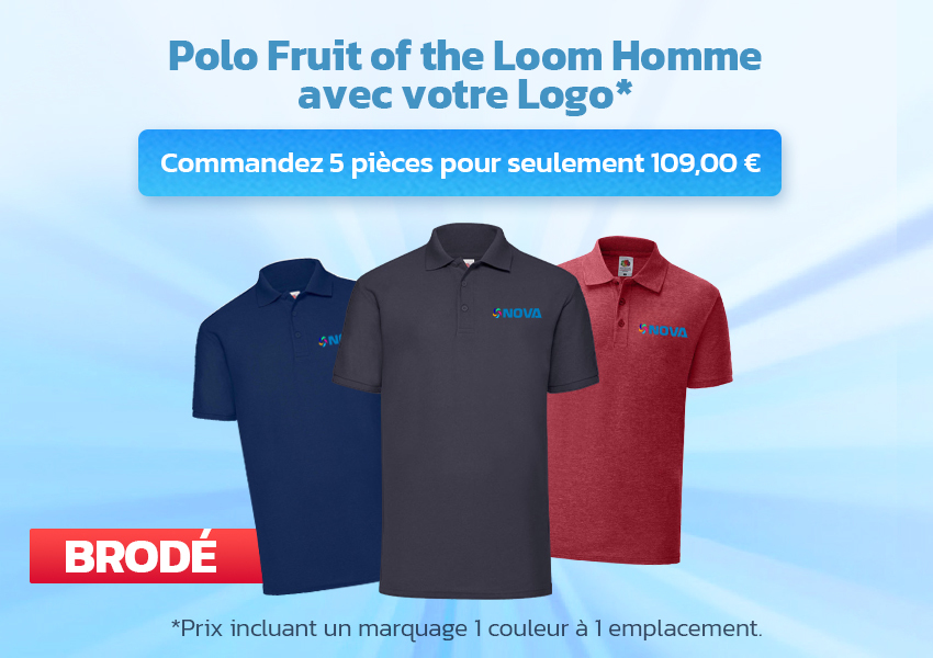 Polo Fruit of the Loom Homme 180 g/m² - brodé