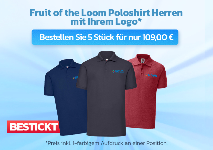 Fruit of the Loom Poloshirt Herren 180 g/m² - bestickt
