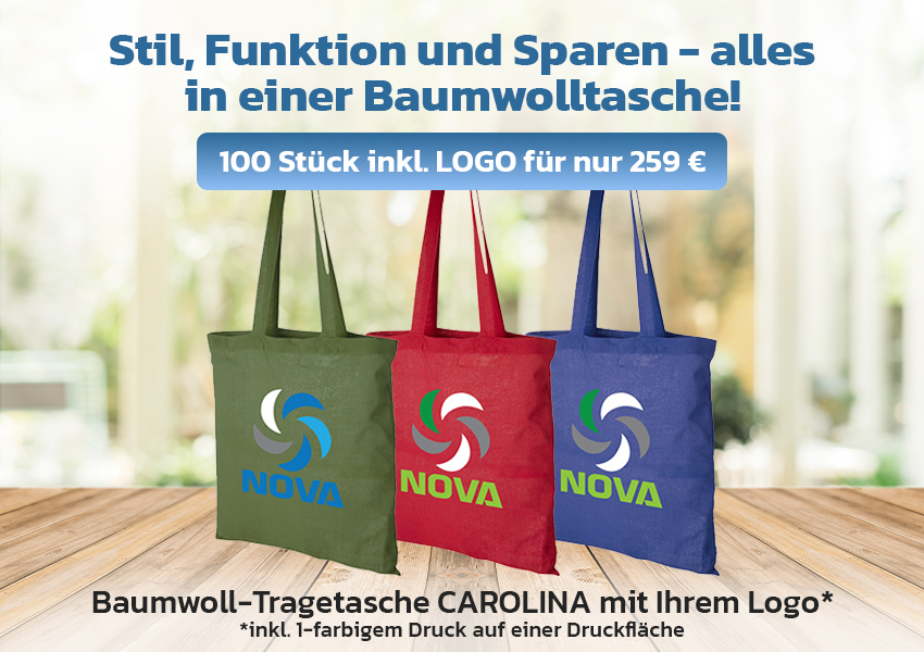 Baumwoll-Tragetasche CAROLINA mit Ihrem individuellen Logo-Druck