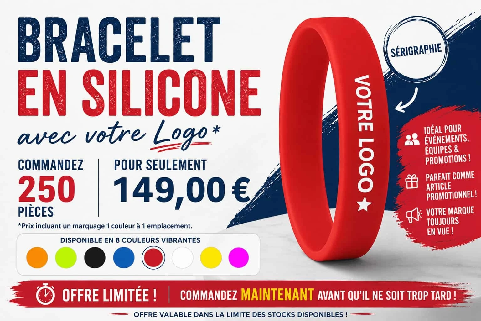 bracelet en silicone avec logo