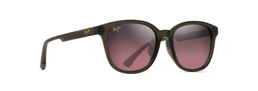 Ku'ikahi Asian Fit Shiny Trans Green Frames with Maui Rose lens by