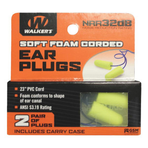 Neon Yellow Foam Ear Plugs 2 Pair by Walkers