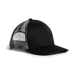 Icon Elevated II Mid Pro Trucker Hat by Sitka- Sitka Black Icon Elevated II Mid Pro Trucker Hat by Sitka- Sitka Black