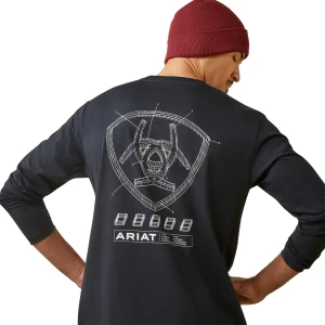 Men's Rebar Workman Blueprint Long Sleeve Graphic Tee Shirt by Ariat