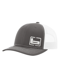 Charcoal & White Side Logo Trucker Mesh Snapback Cap by Banded