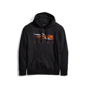 Men's Icon Pullover Hoodie by Sitka - Black & Orange Men's Icon Pullover Hoodie by Sitka - Black & Orange