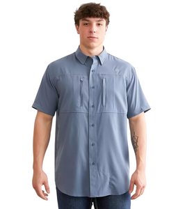 Men's Venttek Outbound Short Sleeve Newsboy Blue Button Up Shirt by Ariat