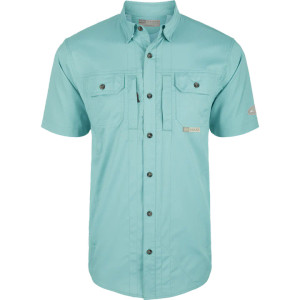 Men's Wingshooter Trey Solid Dobby Short Sleeve Button Down Tee Shirt by Drake