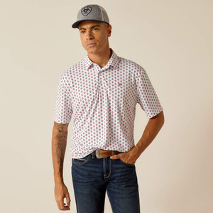 All Over Print White Short Sleeve Polo by Ariat All Over Print White Short Sleeve Polo by Ariat