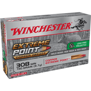 Winchester Extreme Point 2,808 fps 308 Winchester 150 Grain Copper Impact Rifle Ammunition