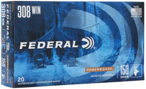 Federal Power Shok 2,820 fps 308 Winchester 150 Grain Soft Point Rifle Ammunition