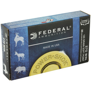 Federal Power Shok 3,060 fps 270 Winchester 130 Grain Jacketed Soft Point Rifle Ammunition