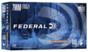 Federal Power-Shok 7mm Mauser, 140 Grain Jacketed Soft Point, Rifle Ammunition - Box Federal Power-Shok 7mm Mauser, 140 Grain Jacketed Soft Point, Rifle Ammunition - Box