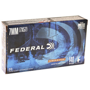 Federal Power Shok 2,660 fps 7mm Mauser 140 Grain Jacketed Soft Point Rifle Ammunition
