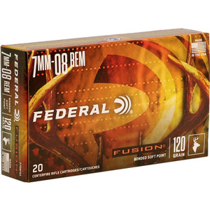 Federal Fusion 3,000 fps 7mm-08 Remington 120 Grain Bonded Soft Point Rifle Ammunition