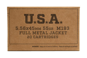 Winchester 5.56x45mm NATO 55gr M193 FMJ Rifle Ammunition Winchester 5.56x45mm NATO 55gr M193 FMJ Rifle Ammunition