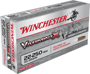 Winchester 55gr 22-250 Remington Varmint X Rifle Ammunition Winchester 55gr 22-250 Remington Varmint X Rifle Ammunition