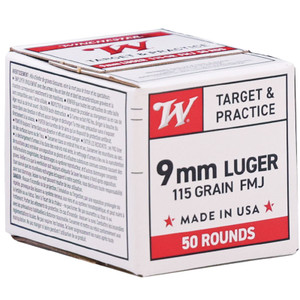 Winchester Target & Practice 9mm Luger 115 Grain Full Metal Jacket Handgun Ammunition