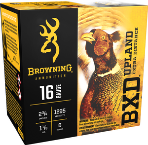 Browning BXD Upland 1,295 fps 16 Gauge 2-34 1-18 oz. #6 Lead Shot Shotgun Ammunition Browning BXD Upland 1,295 fps 16 Gauge 2-34 1-18 oz. #6 Lead Shot Shotgun Ammunition
