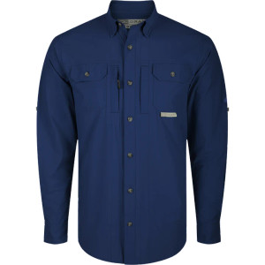 Wingshooters Trey Long Sleeve Shirt by Drake (Navy) Wingshooters Trey Long Sleeve Shirt by Drake (Navy)