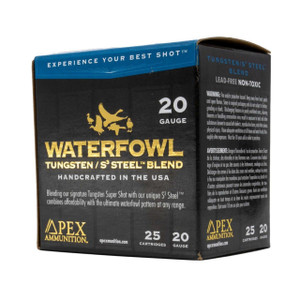 Apex Waterfowl 1400fps 20 Gauge 3'' 1-1/8 oz #4/7.5 S³ blended Steel Shot Shotgun Ammunition Apex Waterfowl 1400fps 20 Gauge 3'' 1-1/8 oz #4/7.5 S³ blended Steel Shot Shotgun Ammunition