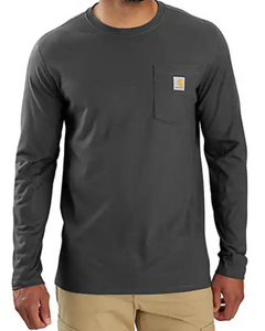 Force Relaxed Fit, Long-Sleeve Pocket T-Shirt, by Carhartt - Carbon Force Relaxed Fit, Long-Sleeve Pocket T-Shirt, by Carhartt - Carbon