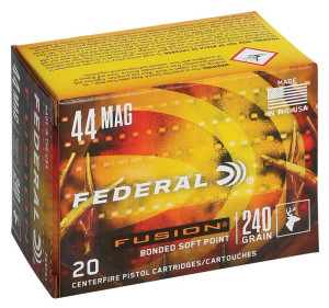 Federal Fusion .44 Mag 240gr Bonded Soft Point Handgun Ammunition Federal Fusion .44 Mag 240gr Bonded Soft Point Handgun Ammunition
