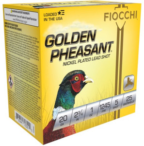 Fiocchi Golden Pheasant 1245fps 20 Gauge 2-3/4" #5 Lead Shot Shotgun Shells Fiocchi Golden Pheasant 1245fps 20 Gauge 2-3/4" #5 Lead Shot Shotgun Shells