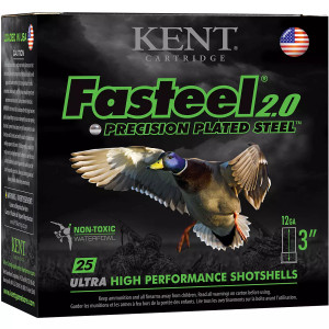 KENT 12 Gauge 1550fps Fasteel 2.0 Precision Plated Steel 3" 1-1/8oz #2 Steel Shot Shotgun Shells KENT 12 Gauge 1550fps Fasteel 2.0 Precision Plated Steel 3" 1-1/8oz #2 Steel Shot Shotgun Shells