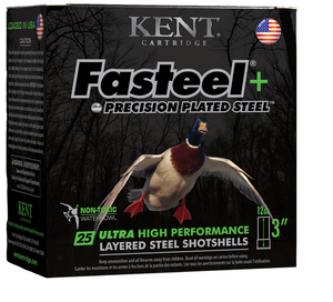 KENT Fasteel+ Precision Plated Steel 12 Gauge 3 in. 1-1/4 oz. #2 x 4 Shot Shotgun Ammunition - Box KENT Fasteel+ Precision Plated Steel 12 Gauge 3 in. 1-1/4 oz. #2 x 4 Shot Shotgun Ammunition - Box