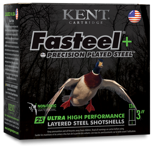 KENT Fasteel + Precision Plated Steel 12 Gauge 3" 1-/14oz #BBx2 Steel Shot Shotgun Shells KENT Fasteel + Precision Plated Steel 12 Gauge 3" 1-/14oz #BBx2 Steel Shot Shotgun Shells
