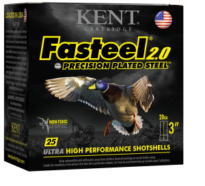 KENT Fasteel 2.0 1,550 fps 20 Gauge 3" 7/8 oz. #2 Steel Shot Shotgun Ammunition KENT Fasteel 2.0 1,550 fps 20 Gauge 3" 7/8 oz. #2 Steel Shot Shotgun Ammunition