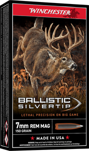 Winchester Ballistic Silvertip 2,770 fps 7mm Remington Magnum 150 Grain Polymer Tip Rifle Ammunition Winchester Ballistic Silvertip 2,770 fps 7mm Remington Magnum 150 Grain Polymer Tip Rifle Ammunition