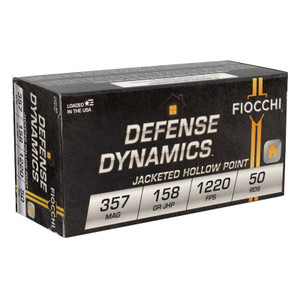 Fiocchi Defense Dynamics 357 Magnum 158 Grain Jacketed Hollow Point Handgun Ammunition