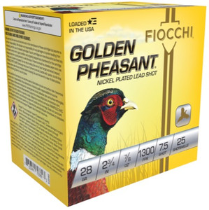 Fiocchi Golden Pheasant 1300fps 28 Gauge 2-3/4" 7/8oz #7.5 Lead Shot Shotgun Shells Fiocchi Golden Pheasant 1300fps 28 Gauge 2-3/4" 7/8oz #7.5 Lead Shot Shotgun Shells